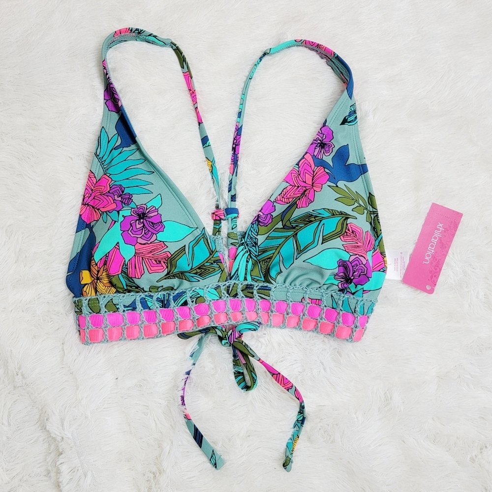 2/$20 Tropical Print*Macrame & Ribbon Trim*Sz L*